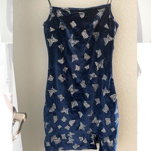 Cute navy velour butterfly dress!